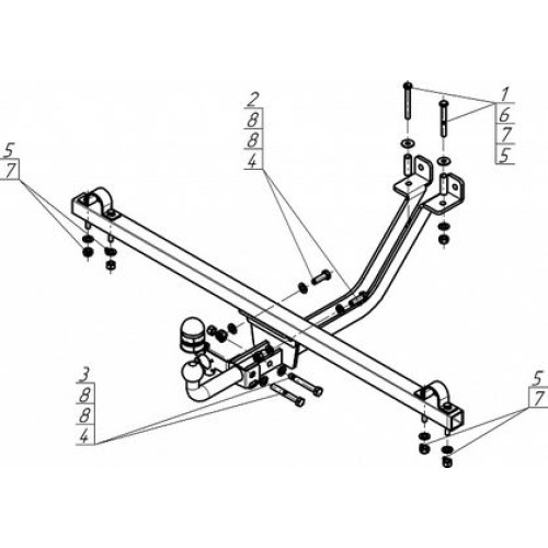 Фаркоп Мотодор для Lada 4x4 Urban 2014-2025. Артикул 92105-A