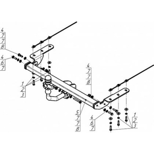 Фаркоп Мотодор для Mitsubishi Xpander Cross 2017-2025. Оцинкованный шар. Артикул 91314-A