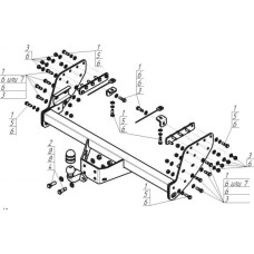 Фаркоп Мотодор оцинкованный для Mitsubishi L200 IV 2006-2015 (кроме Long). Фланцевое крепление. Артикул 91301-FE