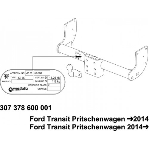 Фаркоп Westfalia для Ford Transit Шасси 2006-2014, 2014-2020. Фланцевое крепление. Артикул 307378600001