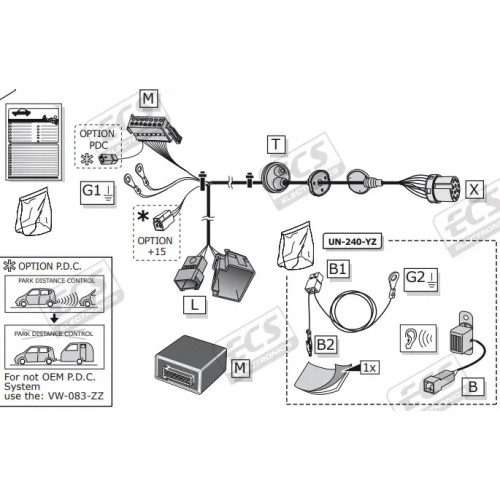 Штатная электрика фаркопа ECS (полный комплект) 13-полюсная для Audi Q7 II 2015-2020. Артикул AU062HX