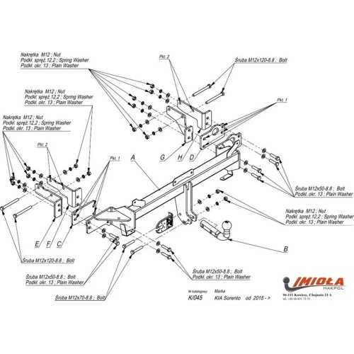 Фаркоп Imiola для Kia Sorento III Prime 2015-2020. Артикул K.045 Фаркоп Imiola для Kia Sorento III Prime 2015-2020. Артикул K.045