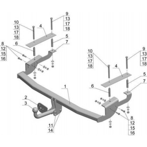 Фаркоп AvtoS для Fiat Sedici 2006-2014. Артикул FA 06