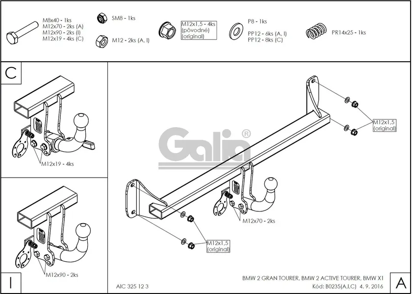 Фаркоп Galia оцинкованный для BMW 2 Gran Tourer (F46) 2015-2025. Артикул B023A Фаркоп Galia оцинкованный для BMW 2 Gran Tourer (F46) 2015-2025. Артикул B023A