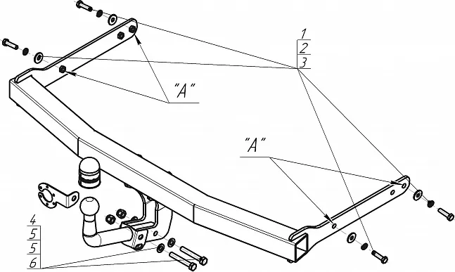 Фаркоп Мотодор для Skoda Octavia A5 2004-2013. Артикул 92304-A Фаркоп Мотодор для Skoda Octavia A5 2004-2013. Артикул 92304-A