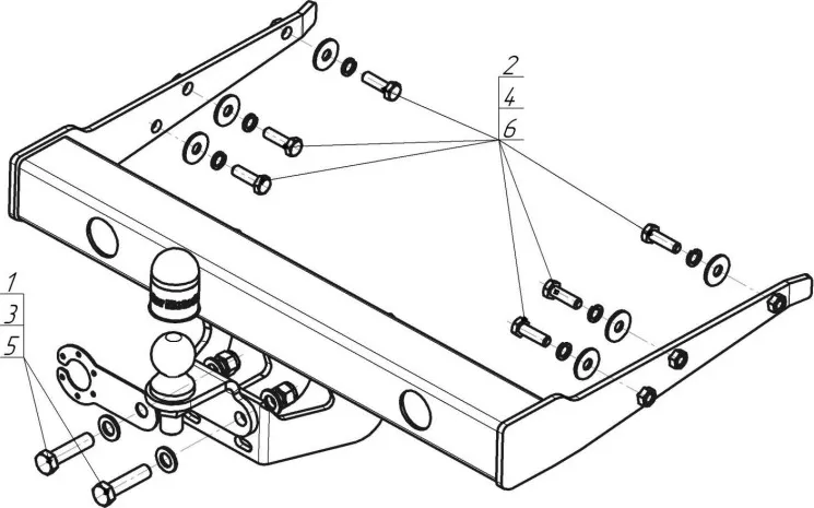 Фаркоп Мотодор для Volkswagen Multivan T5 2003-2015. Фланцевое крепление. Артикул 92705-FE Фаркоп Мотодор для Volkswagen Multivan T5 2003-2015. Фланцевое крепление. Артикул 92705-FE