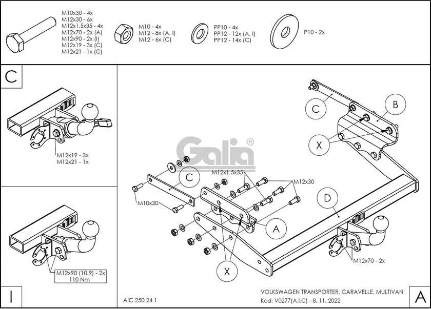 Фаркоп Galia оцинкованный для Volkswagen Caravelle T4 (вкл. 4WD Synchro) 1990-2003. Артикул V027A Фаркоп Galia оцинкованный для Volkswagen Caravelle T4 (вкл. 4WD Synchro) 1990-2003. Артикул V027A