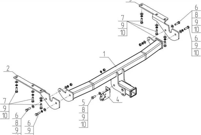 Фаркоп AvtoS под квадрат 50х50 для Toyota RAV4 III 2006-2012 без вставки и шара в комплекте. Артикул TY 51