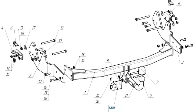 Фаркоп Oris (ранее Bosal) для Hyundai Staria 2022-2025. Артикул 4222-A