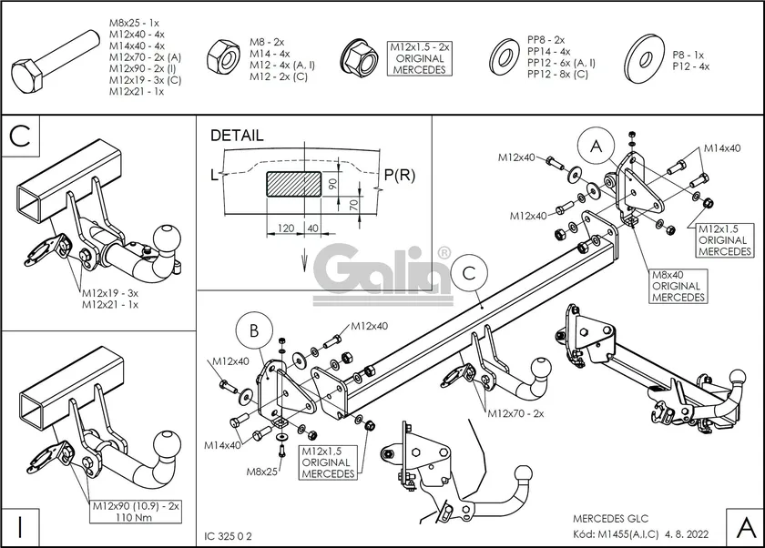 Фаркоп Galia оцинкованный для Mercedes-Benz GLC-Класс X253 2015-2025. Артикул M145A Фаркоп Galia оцинкованный для Mercedes-Benz GLC-Класс X253 2015-2025. Артикул M145A
