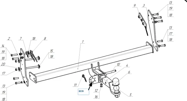 Фаркоп Oris (ранее Bosal) для Great Wall Poer Pickup 2021-2025. Артикул 3312-E