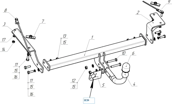 Фаркоп Oris (ранее Bosal) для Jac JS4 2022-2025. Артикул 3328-A
