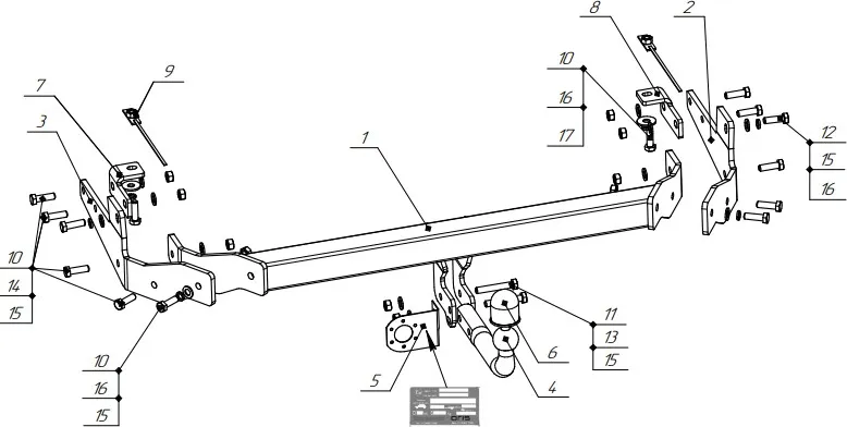 Фаркоп Oris (ранее Bosal) для Mazda CX-9 II 2017-2025. Артикул 4535-A