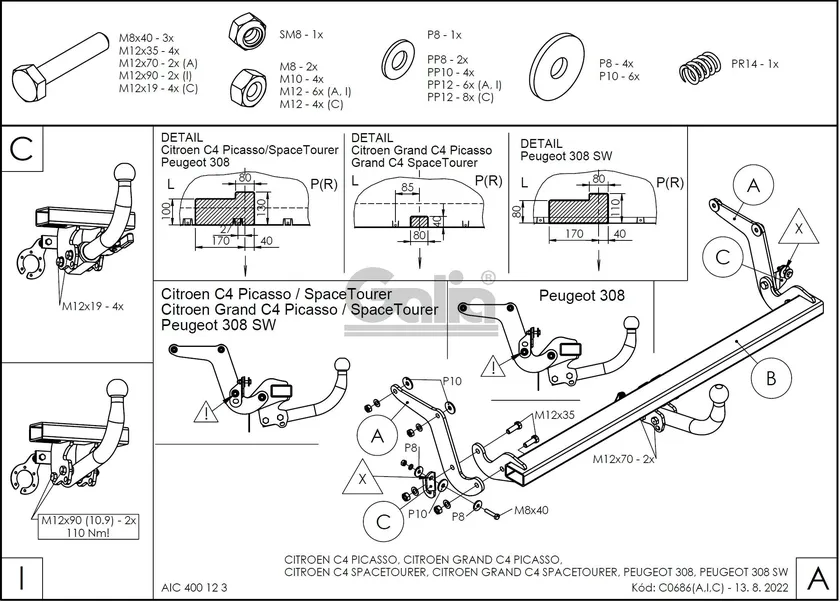 Фаркоп Galia оцинкованный для Citroen C4 Picasso II (вкл. Grand) 2013-2018. Артикул C068A Фаркоп Galia оцинкованный для Citroen C4 Picasso II (вкл. Grand) 2013-2018. Артикул C068A