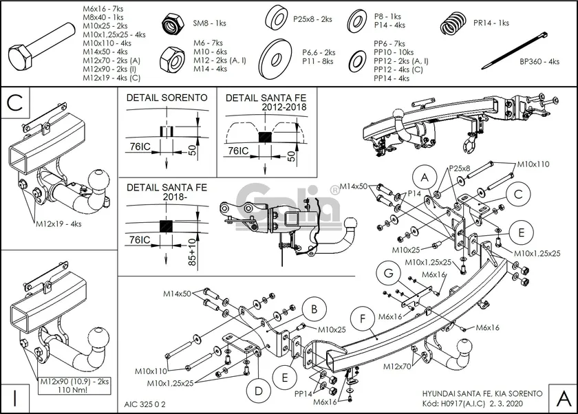 Фаркоп Galia оцинкованный для Kia Sorento II рестайлинг 2012-2020. Быстросъемный крюк. Артикул H091C Фаркоп Galia оцинкованный для Kia Sorento II рестайлинг 2012-2020. Быстросъемный крюк. Артикул H091C