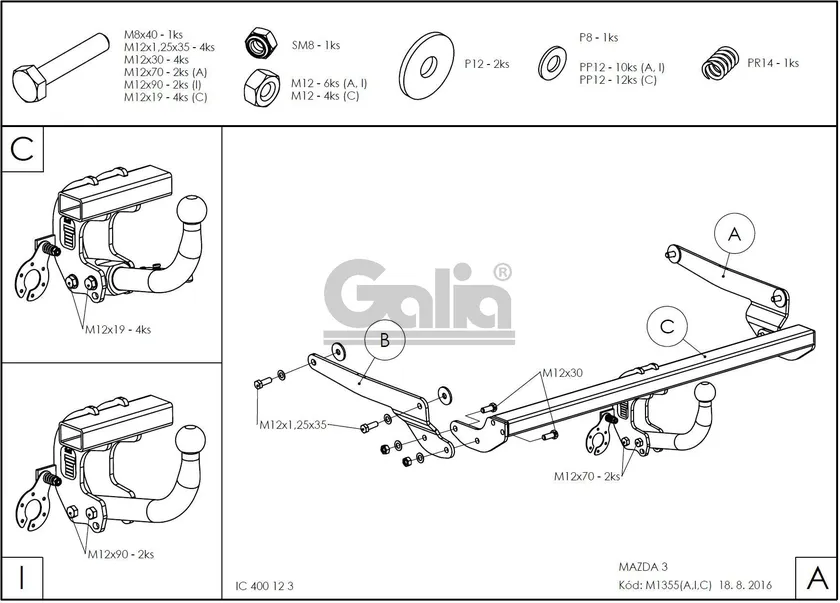Фаркоп Galia оцинкованный для Mazda 3 III седан 2013-2018. Артикул M135A Фаркоп Galia оцинкованный для Mazda 3 III седан 2013-2018. Артикул M135A