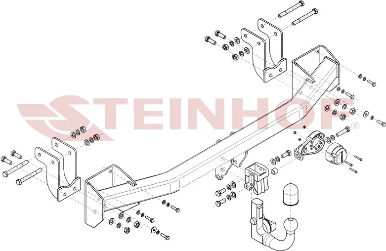 Фаркоп Steinhof для Mitsubishi Outlander III 2012-2018. Быстросъемный крюк. Артикул M-358