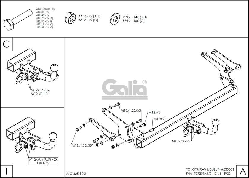 Фаркоп Galia оцинкованный для Toyota RAV4 V XA50 2018-2025. Артикул T072C Фаркоп Galia оцинкованный для Toyota RAV4 V XA50 2018-2025. Артикул T072C
