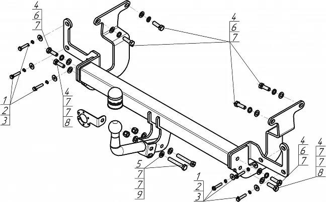 Фаркоп Мотодор для Peugeot Expert III 2016-2025. Артикул 91602-A Фаркоп Мотодор для Peugeot Expert III 2016-2025. Артикул 91602-A