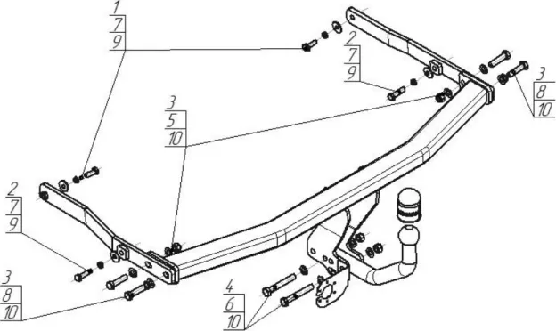 Фаркоп Мотодор для Renault Megane II хэтчбек 2002-2008. Артикул 91708-A