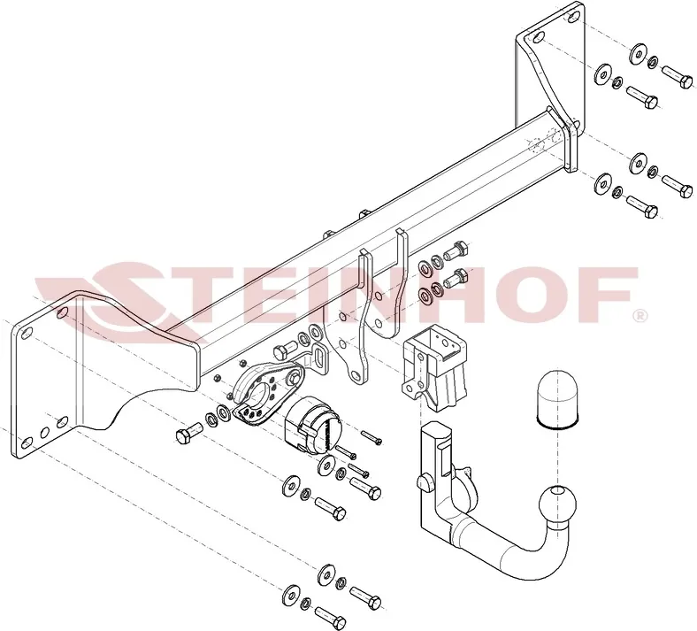 Фаркоп Steinhof для Audi e-tron (GEN), e-tron Sportback (GEA) 2018-2025. Быстросъемный крюк. Артикул A-120