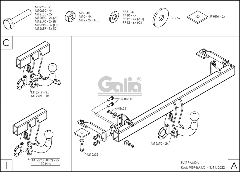 Фаркоп Galia оцинкованный для Fiat Panda II 2/4WD 2003-2012. Артикул F089A Фаркоп Galia оцинкованный для Fiat Panda II 2/4WD 2003-2012. Артикул F089A