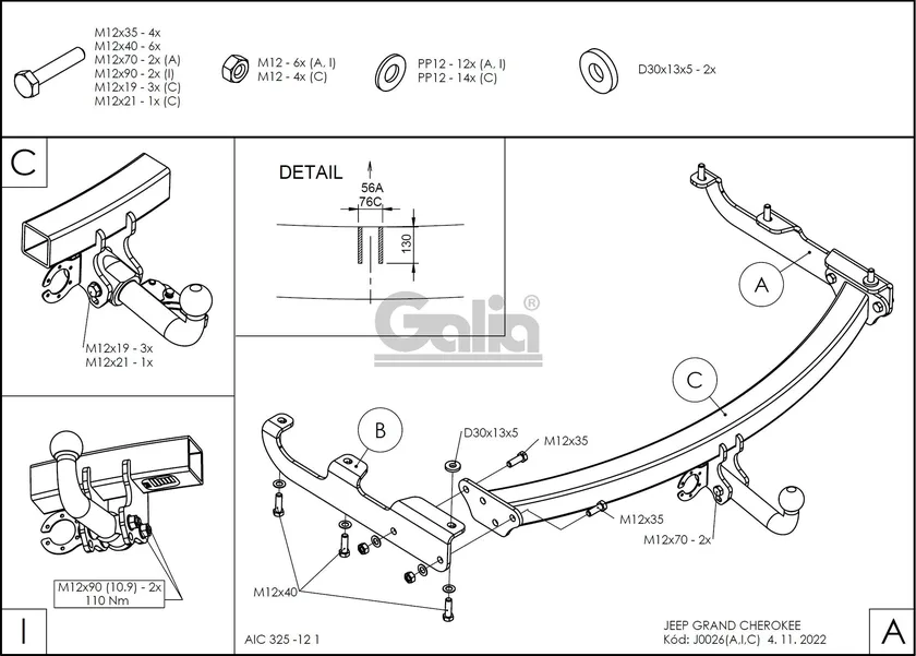 Фаркоп Galia оцинкованный для Jeep Grand Cherokee WJ 1999-2004. Артикул J002A Фаркоп Galia оцинкованный для Jeep Grand Cherokee WJ 1999-2004. Артикул J002A