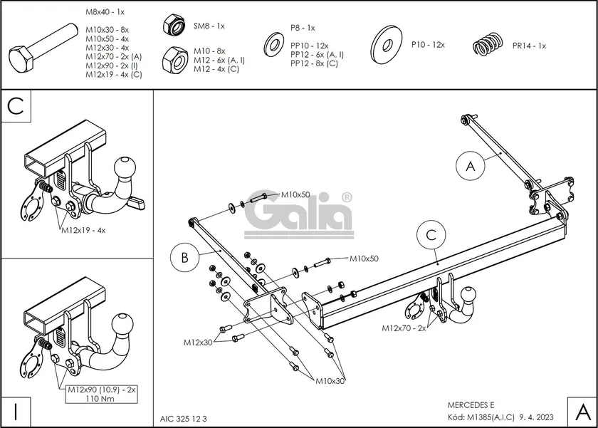 Фаркоп Galia оцинкованный для Mercedes-Benz E-Class W212 кроме AMG седан 2009-2016. Артикул M138A Фаркоп Galia оцинкованный для Mercedes-Benz E-Class W212 кроме AMG седан 2009-2016. Артикул M138A