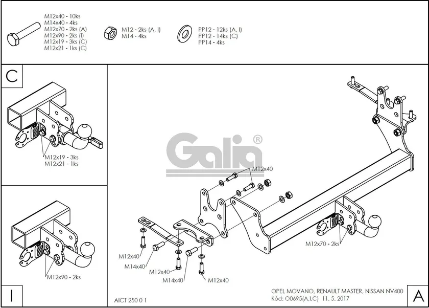 Фаркоп Galia оцинкованный для Renault Master III шасси 2010-2025. Артикул O069A Фаркоп Galia оцинкованный для Renault Master III шасси 2010-2025. Артикул O069A