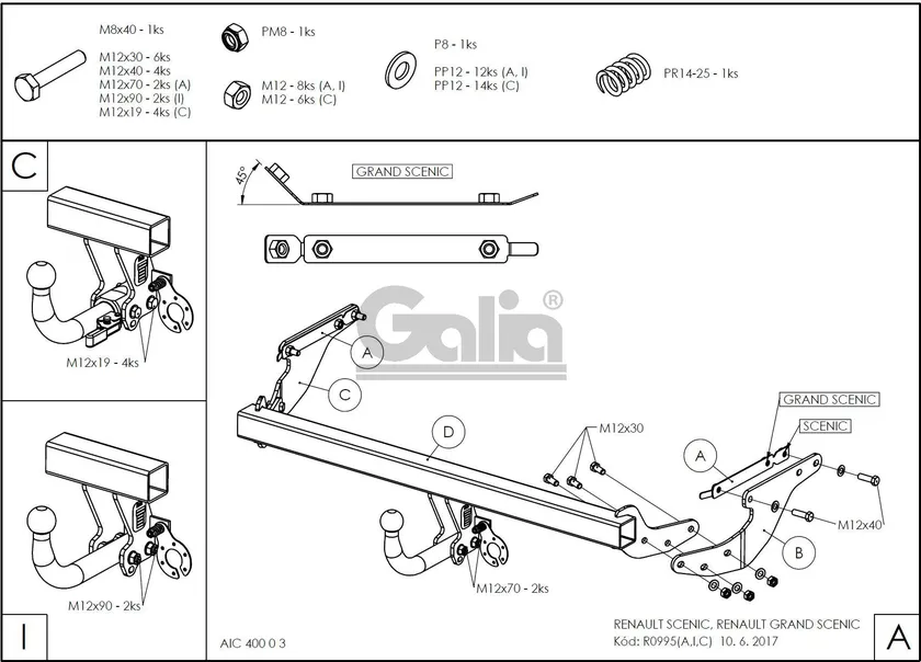 Фаркоп Galia оцинкованный для Renault Scenic, Grand Scenic IV 2017-2025. Быстросъемный крюк. Артикул R099C Фаркоп Galia оцинкованный для Renault Scenic, Grand Scenic IV 2017-2025. Быстросъемный крюк. Артикул R099C