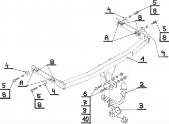 Фаркоп Steinhof для Volkswagen Golf IV (кроме 4WD) 1997-2003. Артикул V-056