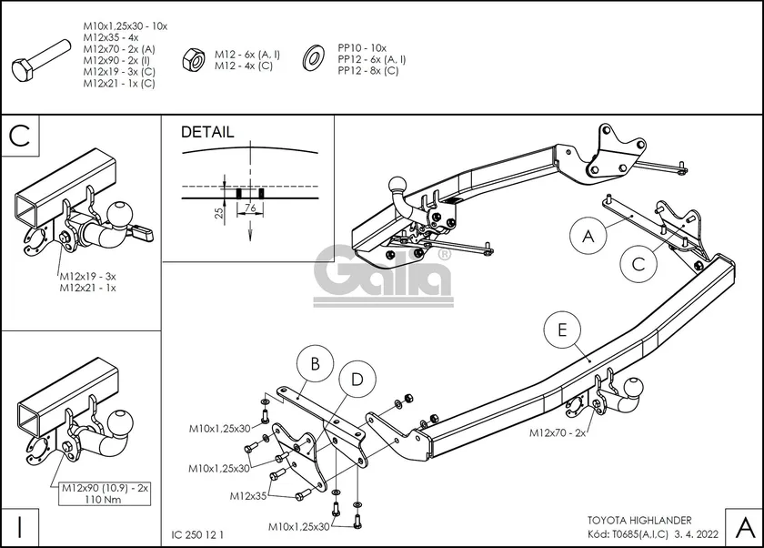 Фаркоп Galia оцинкованный для Toyota Highlander II 2010-2013. Быстросъемный крюк. Артикул T068C Фаркоп Galia оцинкованный для Toyota Highlander II 2010-2013. Быстросъемный крюк. Артикул T068C