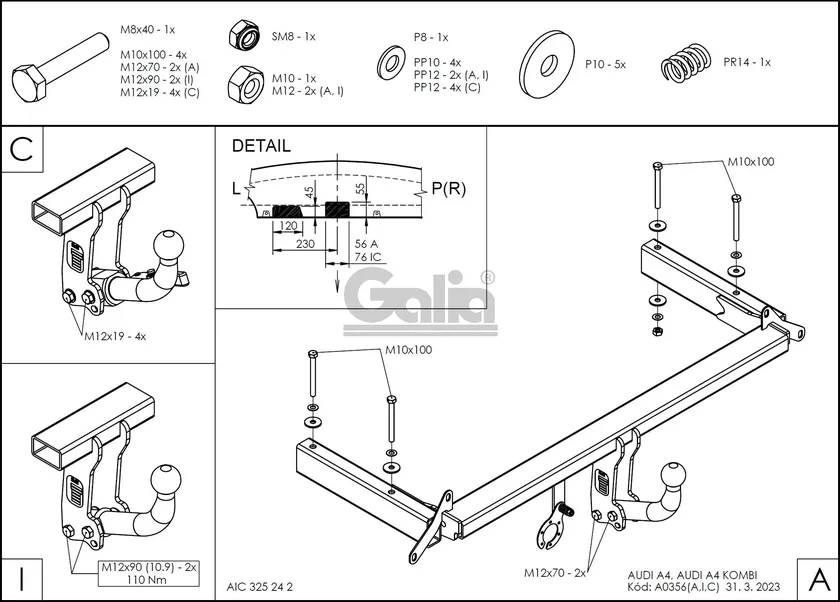 Фаркоп Galia оцинкованный для Audi A4 B5 8D седан, универсал (вкл. 4WD QUATTRO) 1994-2000. Артикул A035A Фаркоп Galia оцинкованный для Audi A4 B5 8D седан, универсал (вкл. 4WD QUATTRO) 1994-2000. Артикул A035A