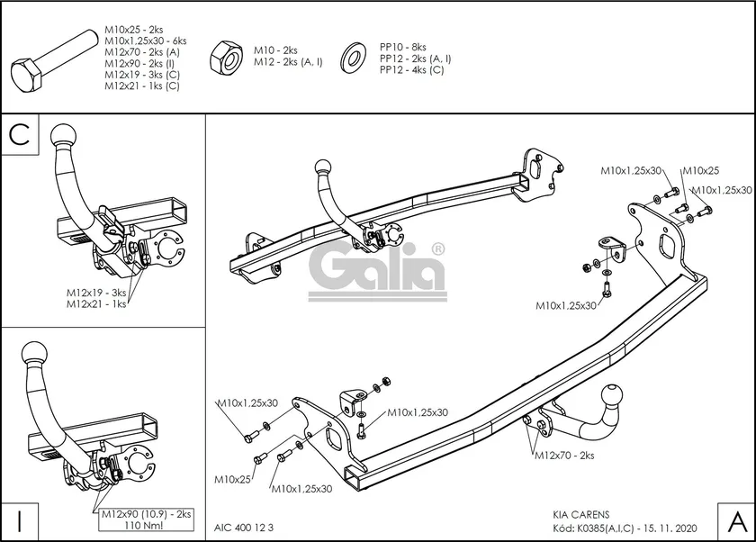 Фаркоп Galia оцинкованный для Kia Carens IV 2013-2025. Артикул K038A Фаркоп Galia оцинкованный для Kia Carens IV 2013-2025. Артикул K038A
