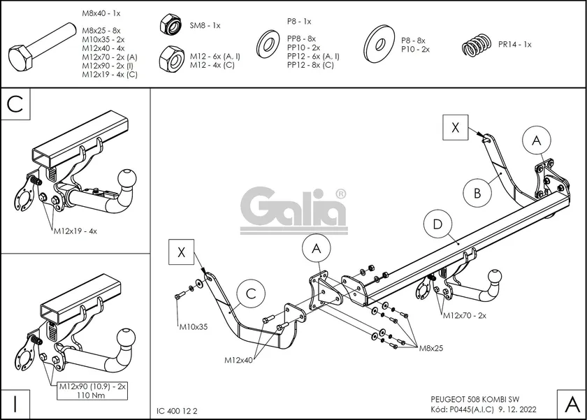 Фаркоп Galia оцинкованный для Peugeot 508 универсал 2011-2025. Быстросъемный крюк. Артикул P044C Фаркоп Galia оцинкованный для Peugeot 508 универсал 2011-2025. Быстросъемный крюк. Артикул P044C