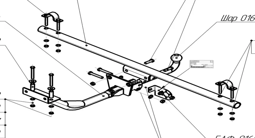 Фаркоп Oris (ранее Bosal) для Lada 4х4 Urban 2014-2025. Артикул 1233-A