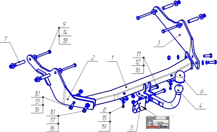 Фаркоп Oris (ранее Bosal) для Renault Dokker 2017-2025. Артикул 1439-A