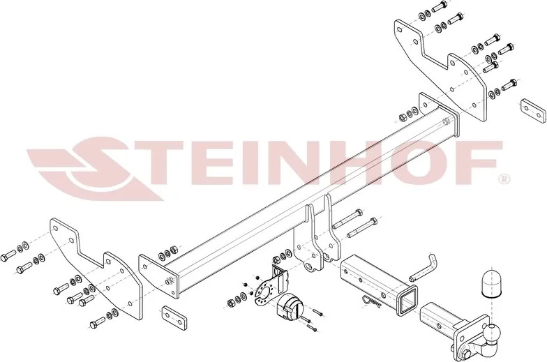 Фаркоп Steinhof под американский квадрат для Toyota Hilux VIII 4WD (двойная кабина, без силового бампера) 2015-2025. Артикул T-153