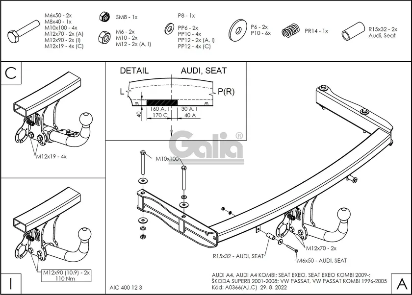 Фаркоп Galia оцинкованный для Audi A4 B6, B7 седан, универсал (вкл. 4WD QUATTRO) 2001-2007. Артикул A036A Фаркоп Galia оцинкованный для Audi A4 B6, B7 седан, универсал (вкл. 4WD QUATTRO) 2001-2007. Артикул A036A