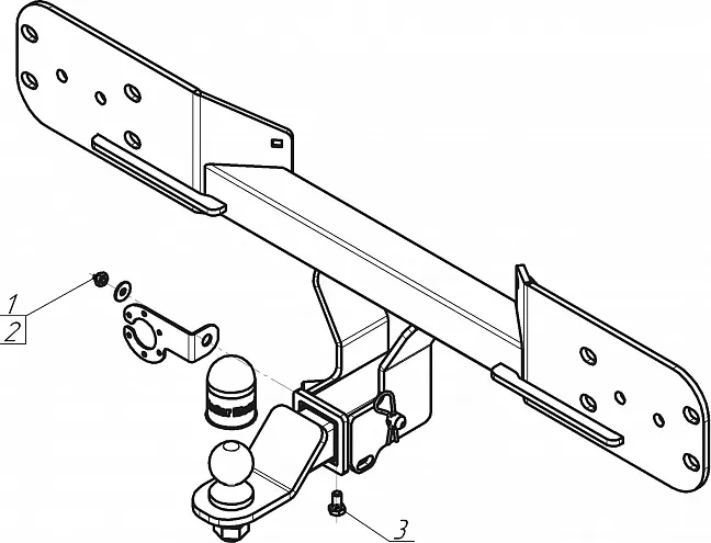 Фаркоп Мотодор под американский квадрат для Land Rover Defender 110 2019-2025. Артикул 93202-E Фаркоп Мотодор под американский квадрат для Land Rover Defender 110 2019-2025. Артикул 93202-E