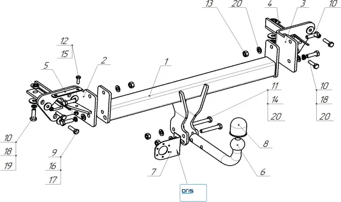 Фаркоп Oris (ранее Bosal) для Subaru Outback VI 2019-2025. Артикул 6315-A