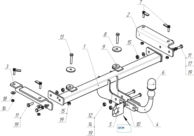 Фаркоп Oris (ранее Bosal) для Changan CS35 Plus 2023-2025. Артикул 9026-A