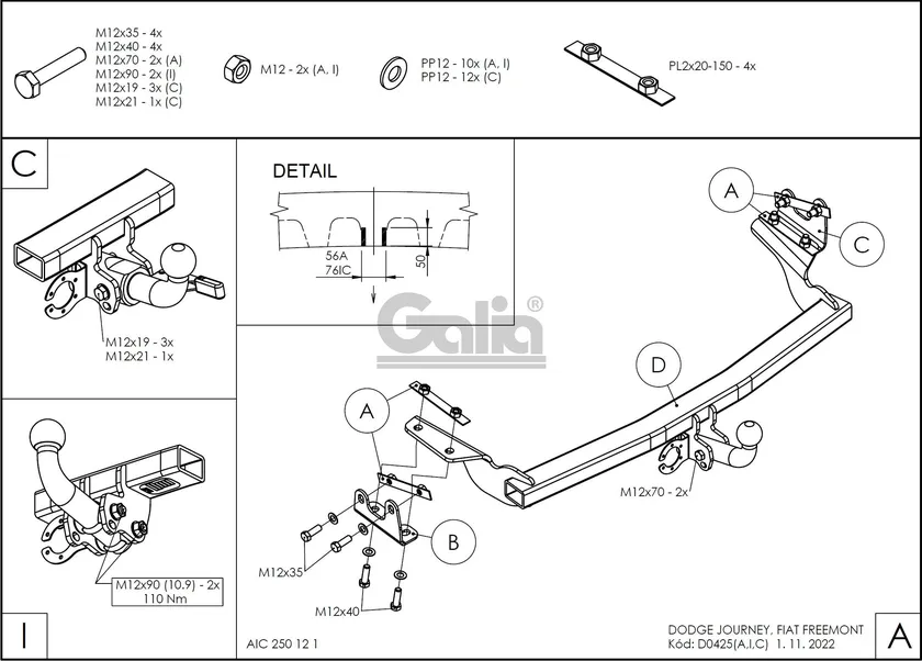 Фаркоп Galia оцинкованный для Dodge Journey 2/4WD 2007-2020. Быстросъемный крюк. Артикул D042C Фаркоп Galia оцинкованный для Dodge Journey 2/4WD 2007-2020. Быстросъемный крюк. Артикул D042C