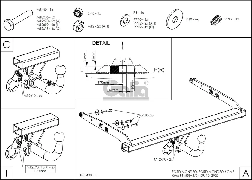 Фаркоп Galia оцинкованный для Ford Mondeo lV седан, универсал 2007-2014. Артикул F115A Фаркоп Galia оцинкованный для Ford Mondeo lV седан, универсал 2007-2014. Артикул F115A