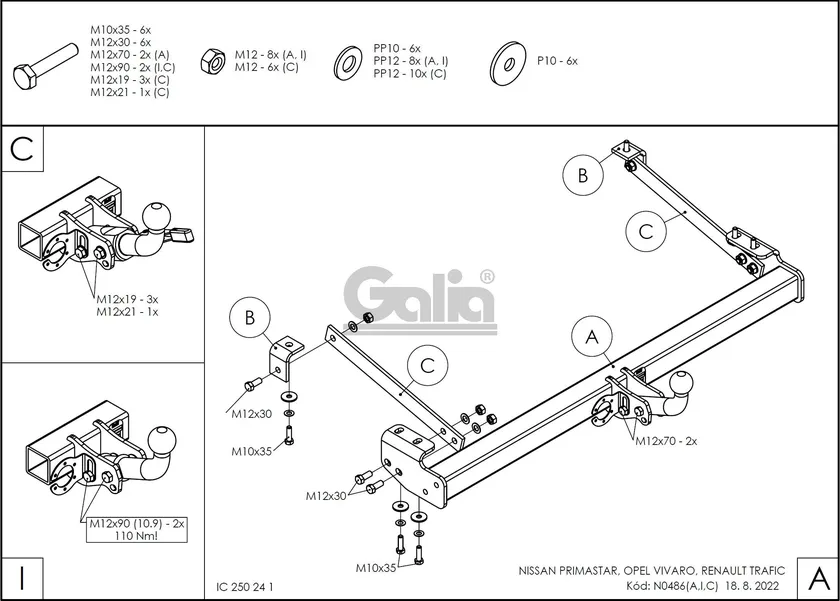 Фаркоп Galia оцинкованный для Nissan Primastar 2001-2014. Быстросъемный крюк. Артикул N048C Фаркоп Galia оцинкованный для Nissan Primastar 2001-2014. Быстросъемный крюк. Артикул N048C