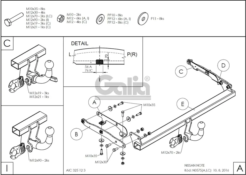 Фаркоп Galia оцинкованный для Nissan Note II 2013-2020. Артикул N057A Фаркоп Galia оцинкованный для Nissan Note II 2013-2020. Артикул N057A