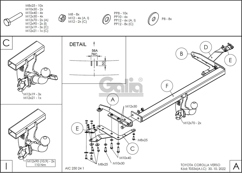 Фаркоп Galia оцинкованный для Toyota Corolla Verso III 2004-2009. Артикул T053A Фаркоп Galia оцинкованный для Toyota Corolla Verso III 2004-2009. Артикул T053A