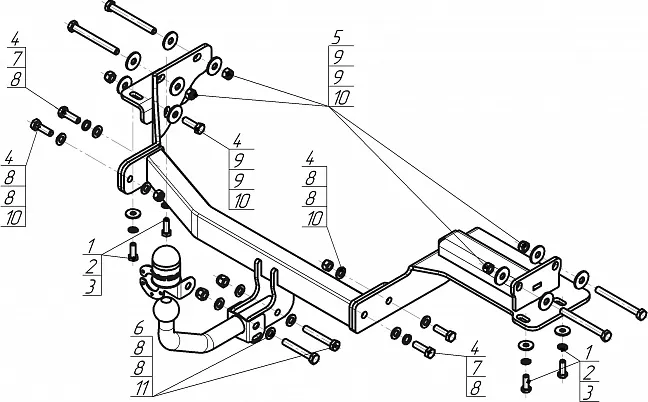 Фаркоп Мотодор для Hyundai Palisade 2020-2025. Артикул 90914-A Фаркоп Мотодор для Hyundai Palisade 2020-2025. Артикул 90914-A