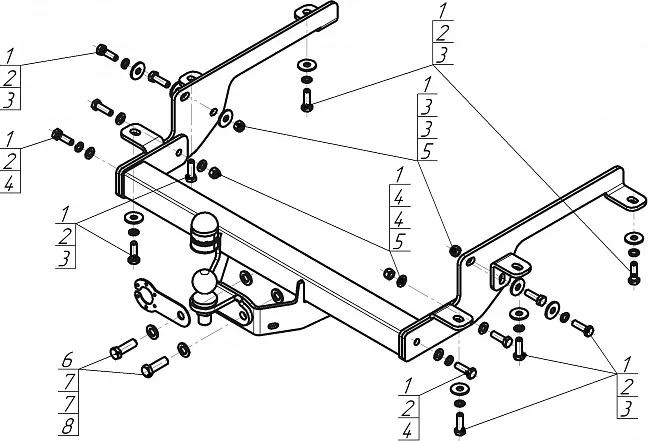 Фаркоп Мотодор для Nissan NV400 автобус, фургон 2011-2025. Артикул 91716-FE Фаркоп Мотодор для Nissan NV400 автобус, фургон 2011-2025. Артикул 91716-FE