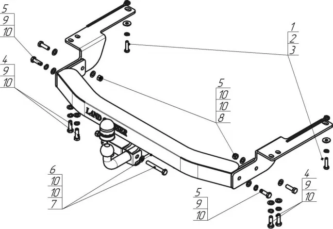 Фаркоп Мотодор для Toyota Land Cruiser Prado 150 2009-2025 с нержавеющей накладкой. Артикул 92523-AN Фаркоп Мотодор для Toyota Land Cruiser Prado 150 2009-2025 с нержавеющей накладкой. Артикул 92523-AN